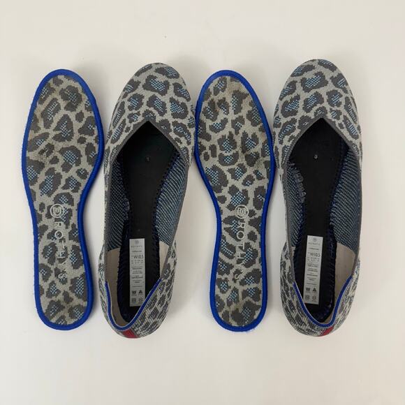 Rothy's The Flat Spotted Gray Blue Rounded Toe Slip-On Ballet Flats 10.5 - Picture 9 of 13